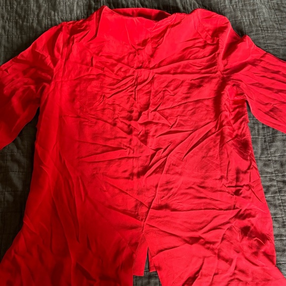 Walter Baker Silk Red Long Sleeve Button Down Blouse Top Size L - Picture 2 of 7